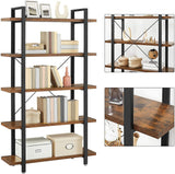 VASAGLE Bookshelf 5-Tier Industrial Stable Bookcase Rustic Brown and Black LLS55BX