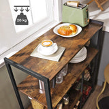 VASAGLE Baker’s Rack Kitchen Island with 2 Metal Mesh Baskets Shelves and Hooks Industrial Style Rustic Brown KKS96X