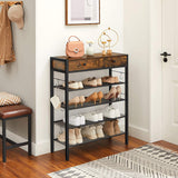 VASAGLE INDESTIC Shoe Rack Organizer 2 Drawers and 4 Shelves Industrial Rustic Brown and Black