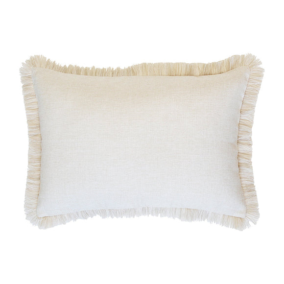Cushion Cover-Coastal Fringe Natural-Solid Natural-35cm x 50cm