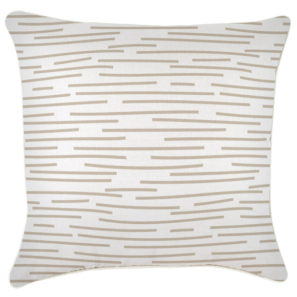 Cushion Cover-With Piping-Earth-Lines-Beige-60cm x 60cm