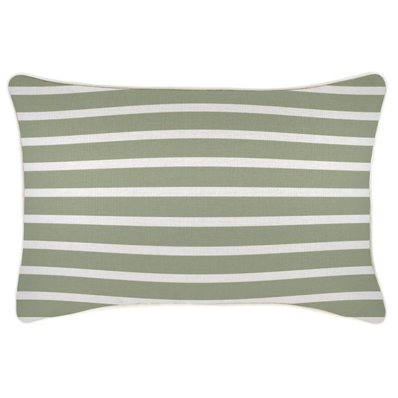 Cushion Cover-With Piping-Hampton Stripe Sage-35cm x 50cm