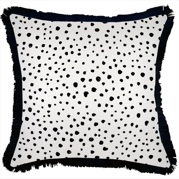 Cushion Cover-Coastal Fringe Black-Lunar-60cm x 60cm