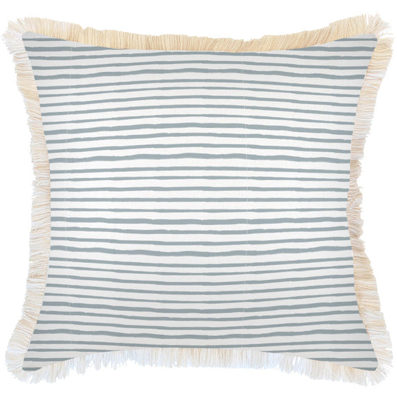 Cushion Cover-Coastal Fringe-Paint Stripes Smoke-45cm x 45cm