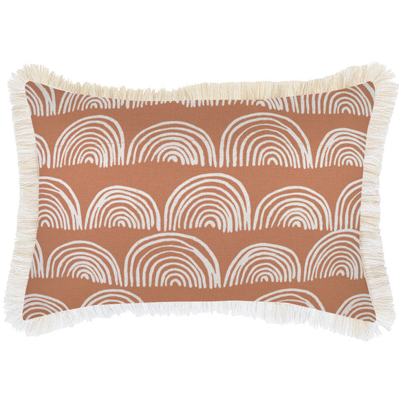 Cushion Cover-Coastal Fringe- Rainbows-Clay-35cm x 50cm