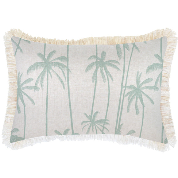 Cushion Cover-Coastal Fringe-Tall-Palms-Mint-35cm x 50cm