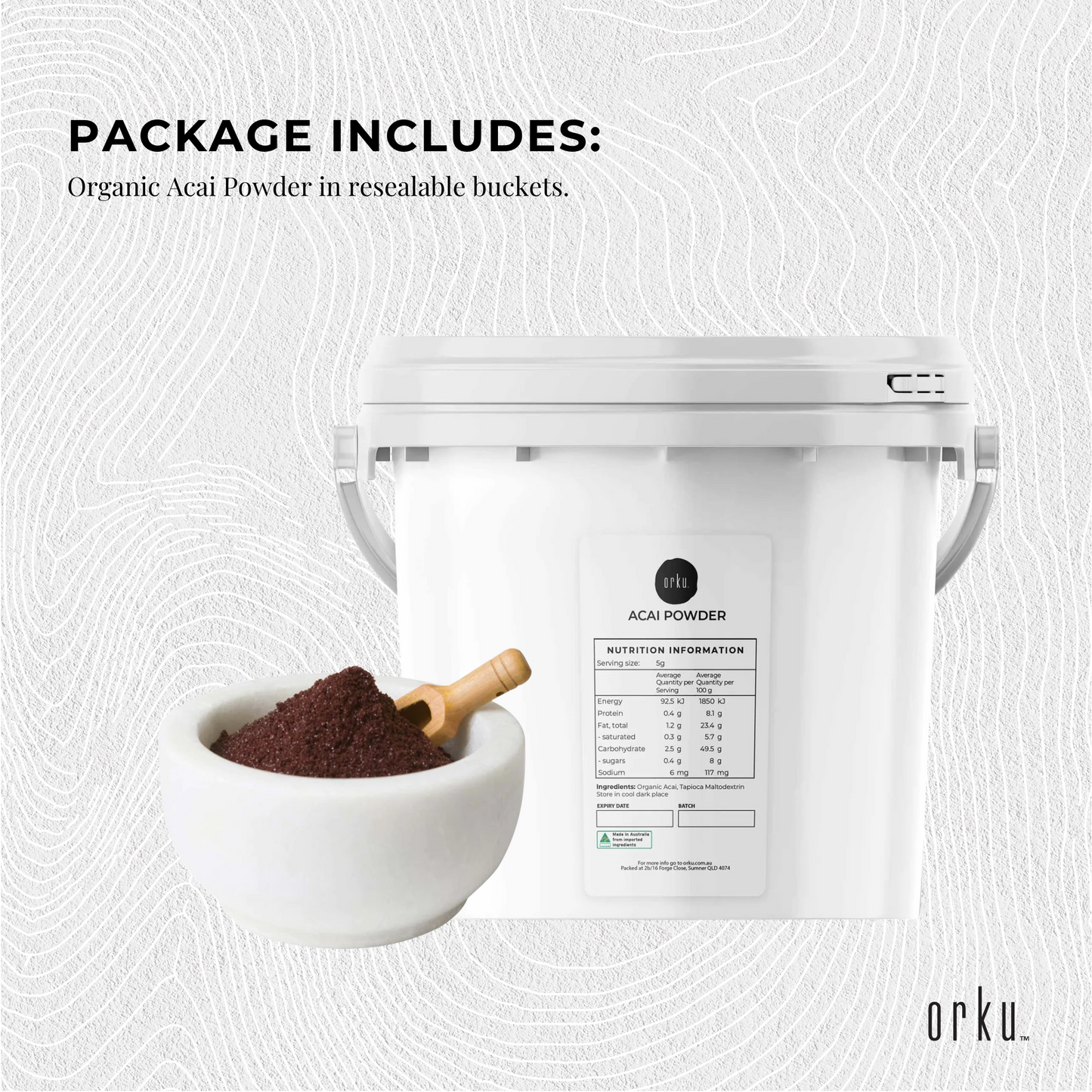 2.5kg Acai Powder Bucket 100% Organic - Superfood Amazon Berries