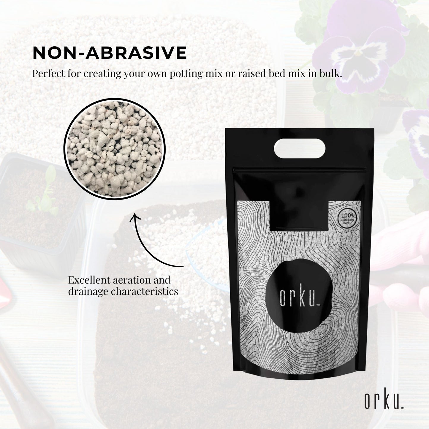 Orku 50L Perlite Coarse Premium Soil Expanded Medium Plants Hydroponics