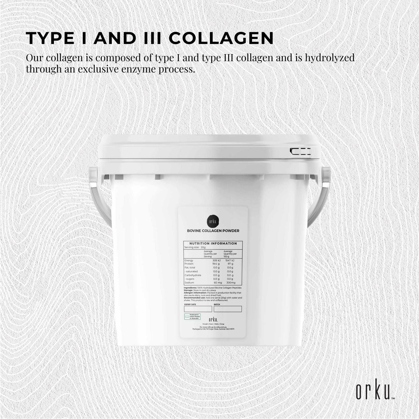2.5Kg Collagen Peptide Powder Bucket - Bovine Protein Peptide Supplement Unflavoured

Boost your body's collagen production with our 2.5 kg Collagen Powder Bucket. Made from high-quality bovine protein peptides, this unflavored supplement provides essential amino acids for stronger, healthier hair, skin, nails, and joints. With no added flavours, you can easily mix it into your favorite drinks or foods.
