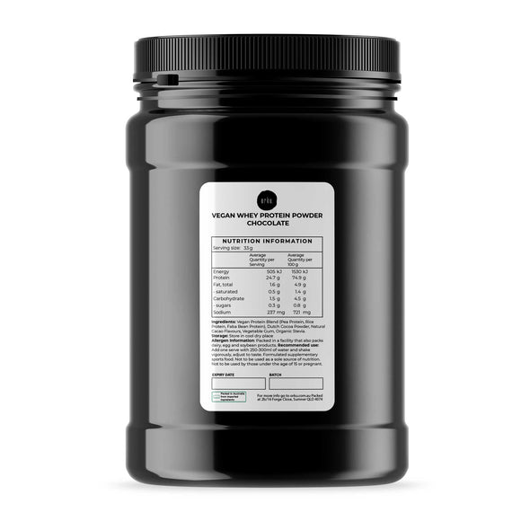 1Kg Vegan Whey Protein Powder Blend - Chocolate Plant WPI/WPC Supplement Jar