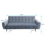 Sarantino Ava 3-seater Tufted Velvet Sofa Bed By Sarantino - Light Grey