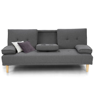 Sarantino Rochester Linen Fabric Sofa Bed Lounge Couch Futon - Dark Grey