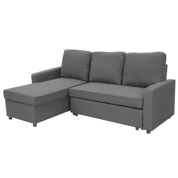 Sarantino 3-seater Corner Sofa Bed With Storage Lounge Chaise Couch - Grey