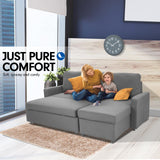 Sarantino3-seater Corner Sofa Bed With Storage Lounge Chaise Couch - Light Grey