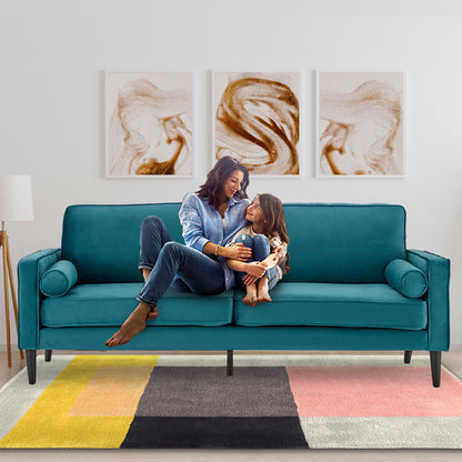 Sarantino Faux Velvet Sofa Bed Couch Furniture Lounge Suite Seat Green