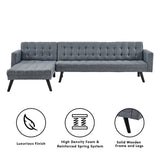 Sarantino 3-Seater Corner Wooden Sofa Bed Lounge Chaise Sofa  Grey