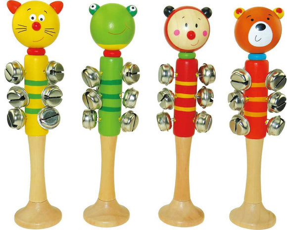 PRICE FOR 4 ASSORTED ANIMAL BELL STICK W BASE
