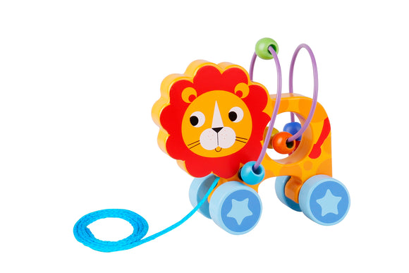 PULL ALONG LION WITH BEAD MAZE