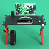 RGB Gaming Desk Home Office Carbon Fiber Led Lights 140cm