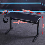 140cm RGB Embeded Gaming Desk Home Office Carbon Fiber Led Lights Game Racer Computer PC Table L-Shaped Black