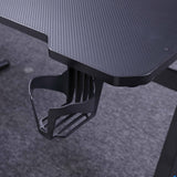 120cm RGB Embeded Gaming Desk Home Office Carbon Fiber Led Lights Game Racer Computer PC Table Z-Shaped Black