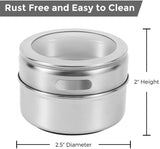 12 pcs Magnetic Spice Jars Containers Spice Tins Wall Mounted Stainless Steel Base New