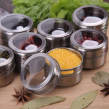 Magnetic Spice Jars Containers Spice Tins Wall Mounted Stainless Steel Base New 12PCS
