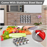 Magnetic Spice Jars Containers Spice Tins Wall Mounted Stainless Steel Base New 12PCS