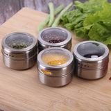 15 pcs Magnetic Spice Jars Containers Spice Tins Wall Mounted Stainless Steel Base New