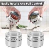 Magnetic Spice Jars Containers Spice Tins Wall Mounted Stainless Steel Base New 15PCS
