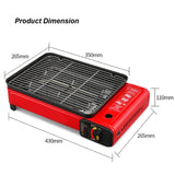 Portable Gas Stove Burner Butane BBQ Camping Gas Cooker With Non Stick Plate Black with Fish Pan and Lid