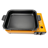 Portable Gas Stove Burner Butane BBQ Camping Gas Cooker With Non Stick Plate Orange without Fish Pan and Lid