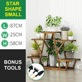 STAR Shape Bamboo Plant Stand Supplier Multi Tier Flower Rack for Indoor Outdoor Large