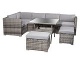8PC Outdoor Dining Set Wicker Table &amp; Chairs-Grey