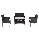 4 Seater PE Wicker Outdoor Lounge Sofa Set-Black