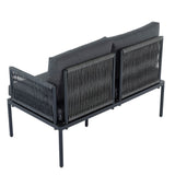 Eden 4-Seater Outdoor Lounge Set with Coffee Table in Black - Stylish Textile and Rope Design