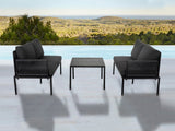 Eden 4-Seater Outdoor Lounge Set with Coffee Table in Black - Stylish Textile and Rope Design