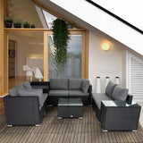 Modular Outdoor Lounge Set - 9pcs Sofa, Armchairs and Coffee Table