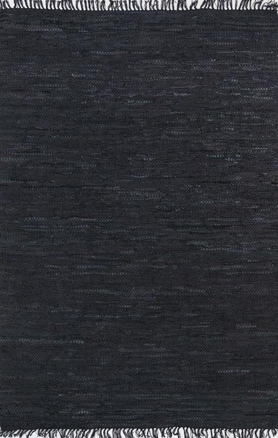 Metro Black Modern Leather Rug 150x220cm