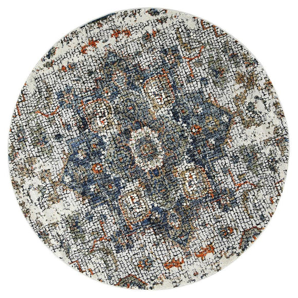 Roman Mosaic Medallion Grey Turquoise Rug 240x330 cm