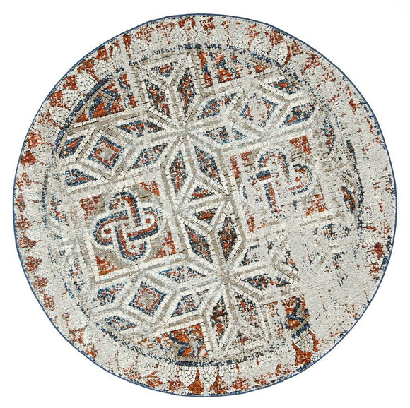 Roman Mosaic Geometric Navy Red Rug 240x330 cm