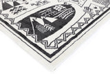 Piccolo Black and White Kids Camping Adventure Kids Rug 120x170cm