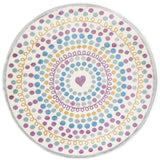 Piccolo Multi Colour and Pink Polka Dot Love Heart Kids Rug 133x133cm Round