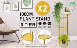 La Bella 2 Set 100cm Gold Plant Stand Planter Shelf Rack 5 Tier Steel