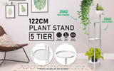 La Bella 122cm White Plant Stand Planter Shelf Rack 5 Tier Steel