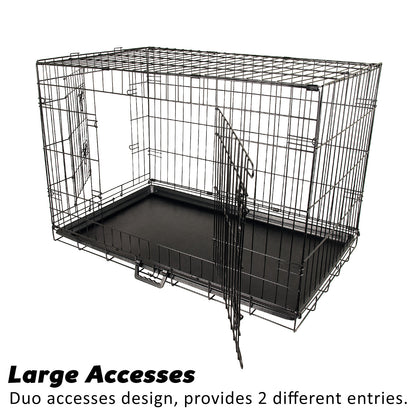 Paw Mate Wire Dog Cage Foldable Crate Kennel 42in with Tray + Cushion Mat Combo
