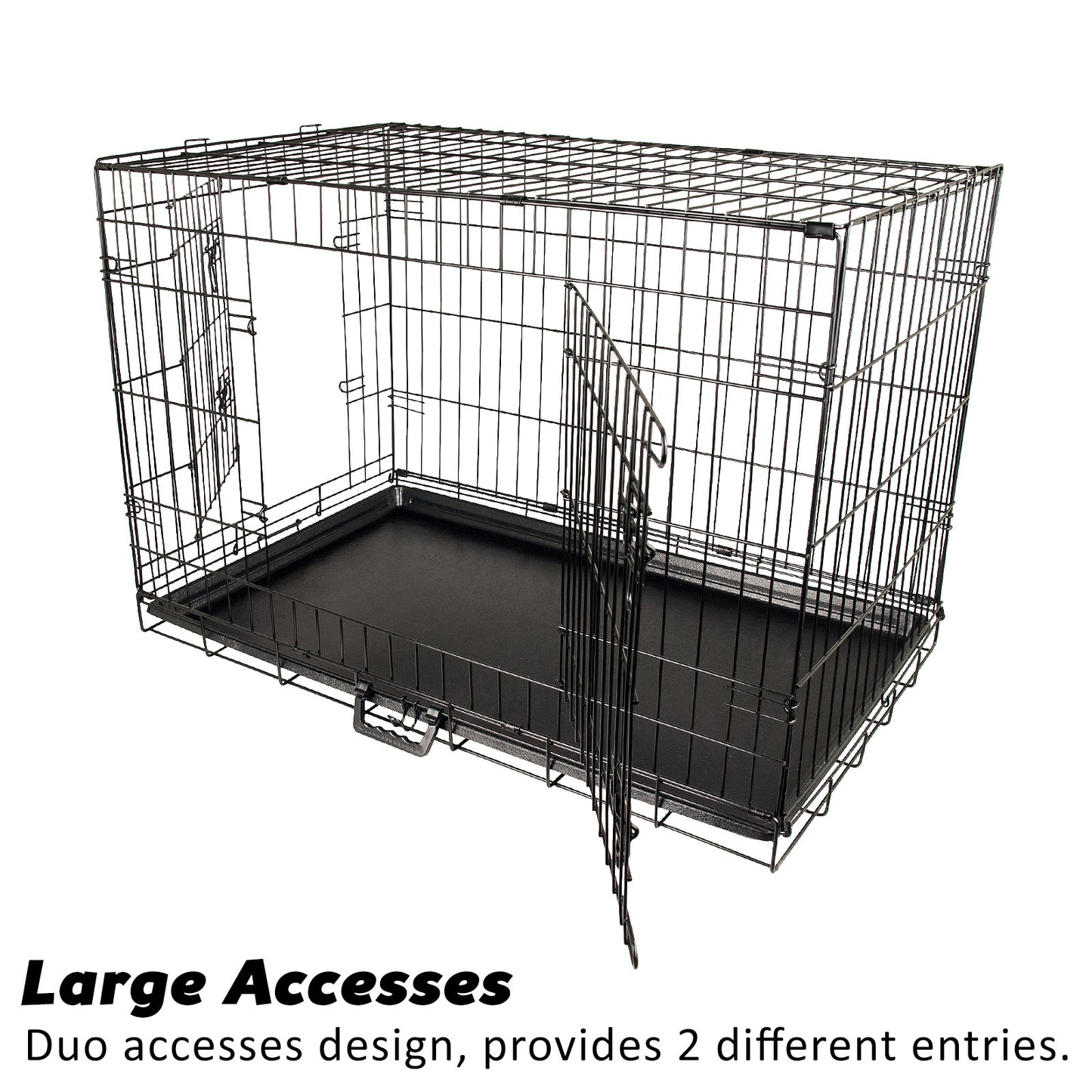 Wire Dog Cage Crate 48in with Tray + Cushion Mat + Blue Cover Combo