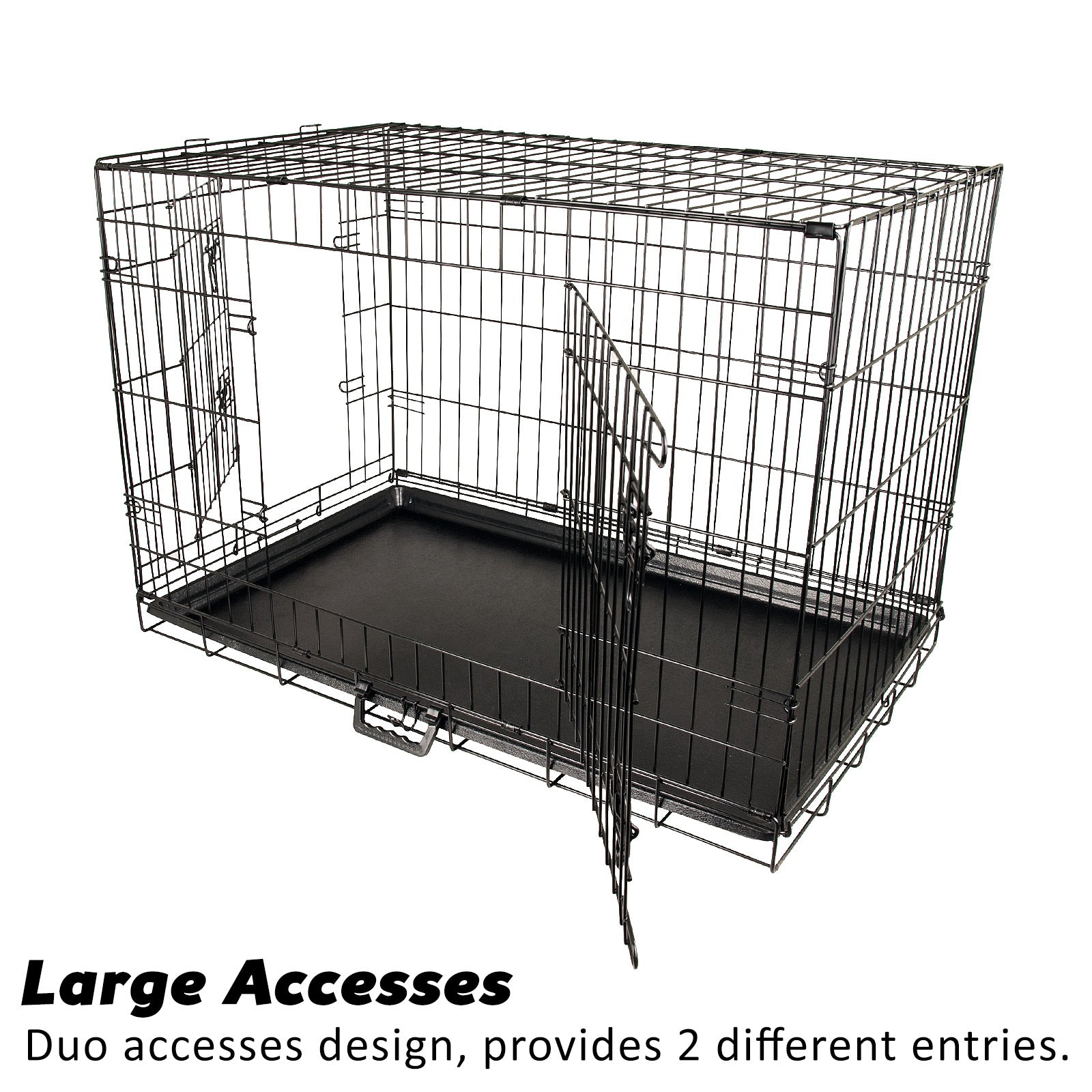 Wire Dog Cage Crate 48in with Tray + Cushion Mat + Pink Cover Combo