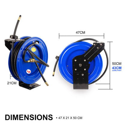 Dynamic Power Air Hose Reel Automotive Industrial 15m Retractable Rewind