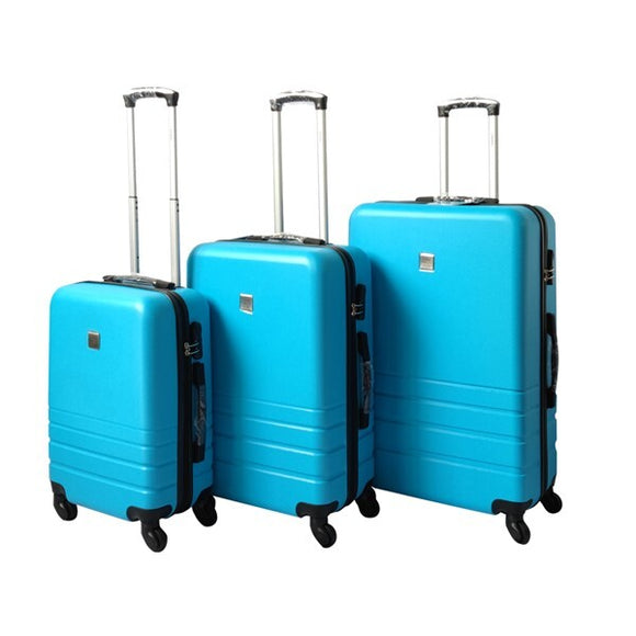 YES4HOMES ABS Luggage Suitcase Set 3 Code Lock Travel Carry  Bag Trolley Aqua 50/60/70